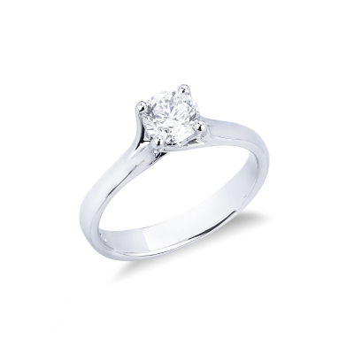 Bague Solitaire en Or Blanc 18k avec Diamant 0,70 ct