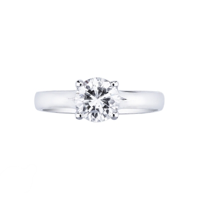 Bague solitaire mariage or blanc 18 ct avec diamant 0.90 ct