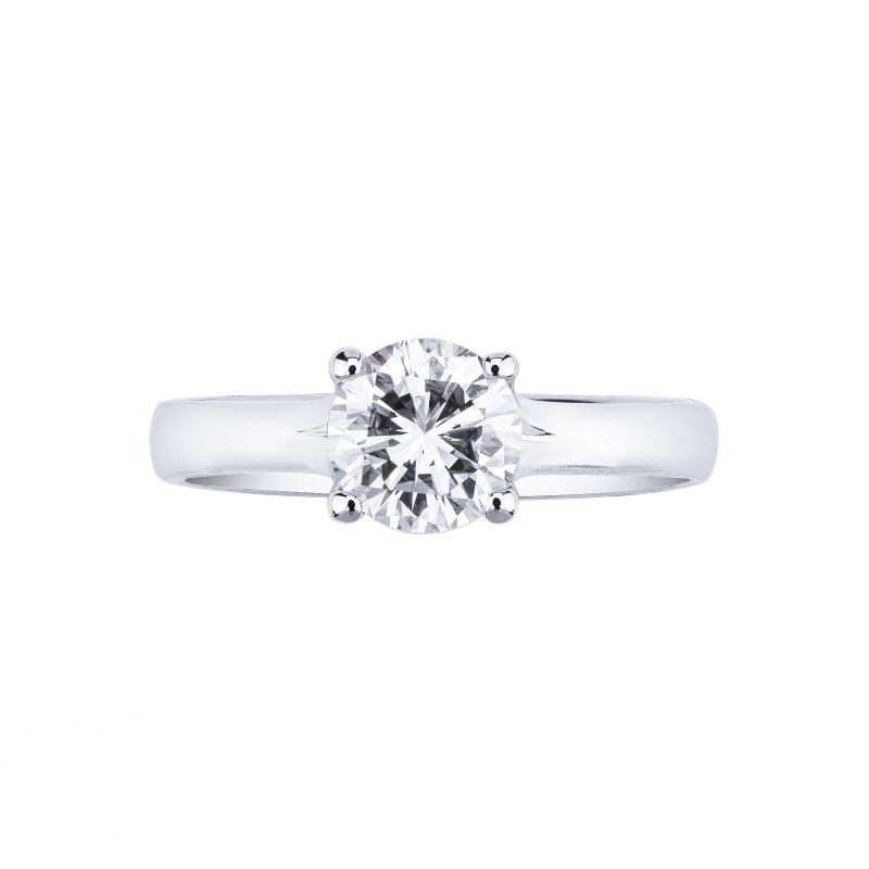 Bague solitaire en or blanc 18 carats avec diamant 1.00 ct