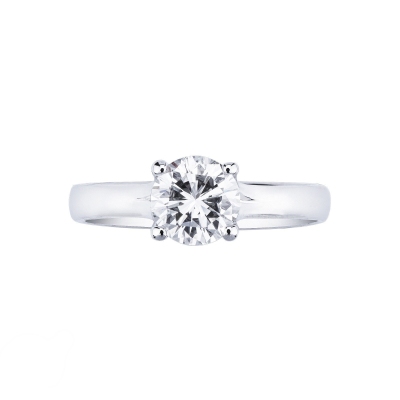 Bague solitaire en or blanc 18 carats avec diamant 1.00 ct