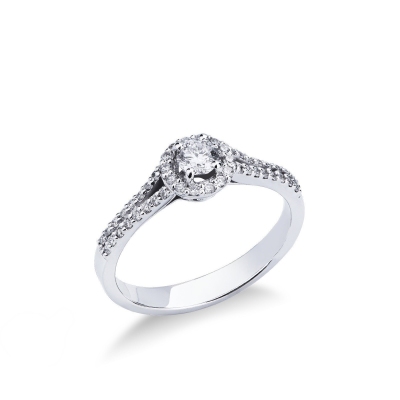 Bague Solitaire en Or Blanc 18k Diamant Central 0,25 ct