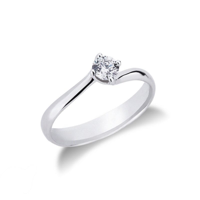 Bague Solitaire en Or Blanc 18k avec Diamant 0,30 ct