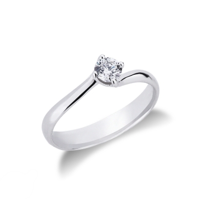 Bague Solitaire en Or Blanc 18k avec Diamant 0,30 ct