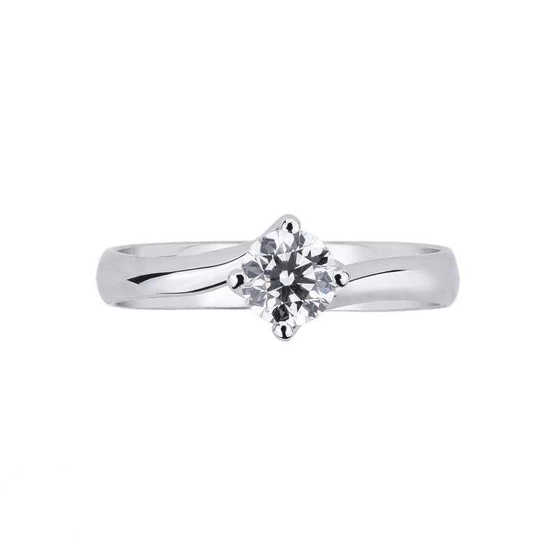Bague de fiançailles solitaire en or blanc 18 carats avec diamant 0.50 ct