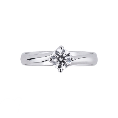 Bague de fiançailles solitaire en or blanc 18 carats avec diamant 0.50 ct