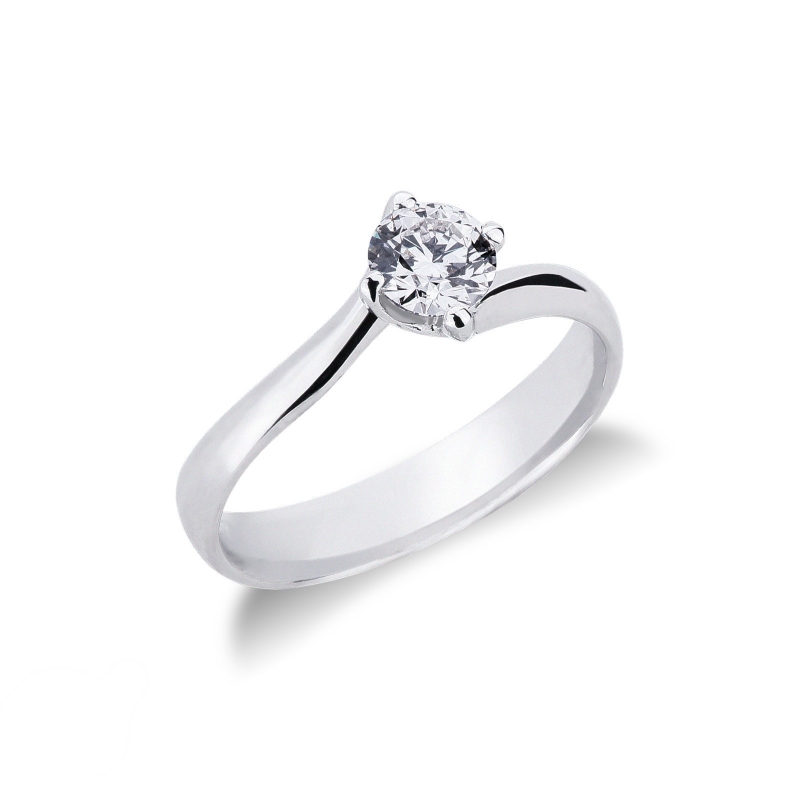 Bague de fiançailles solitaire en or blanc 18 carats avec diamant 0.50 ct