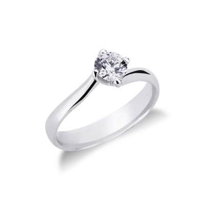 Bague de fiançailles solitaire en or blanc 18 carats avec diamant 0.50 ct