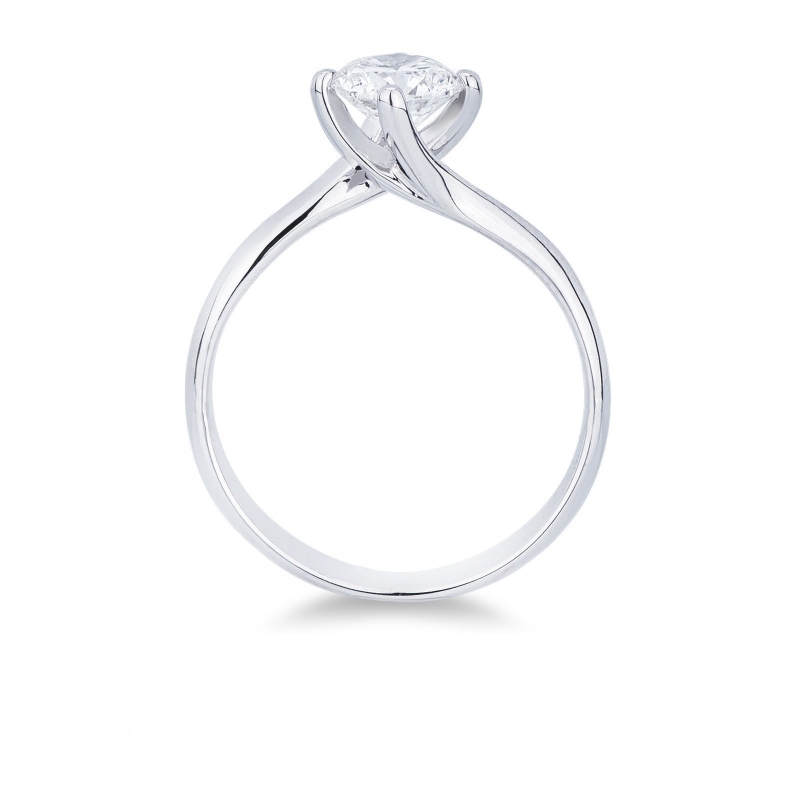 Bague solitaire en or blanc 18 carats avec diamant ct. 1.00
