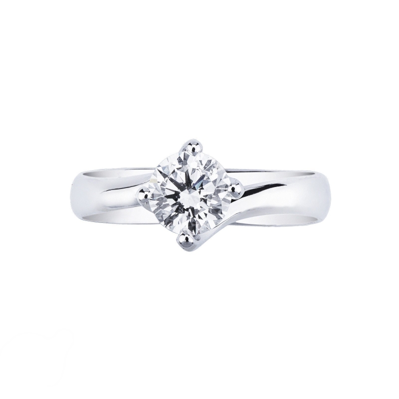 Bague solitaire en or blanc 18 carats avec diamant ct. 1.00