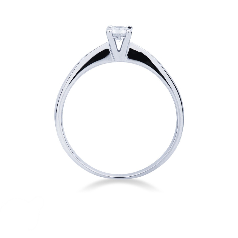 Bague Solitaire 4 Griffes en Or Blanc 18k avec Diamant 0,20 ct