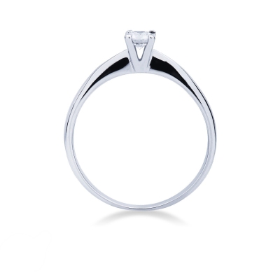Bague Solitaire 4 Griffes en Or Blanc 18k avec Diamant 0,20 ct