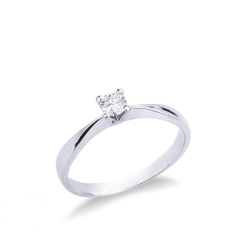 Bague Solitaire 4 Griffes en Or Blanc 18k avec Diamant 0,20 ct