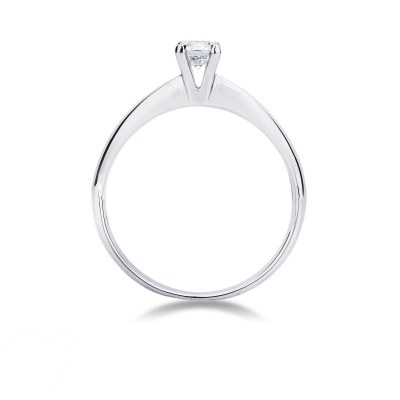 Bague Solitaire en Or Blanc 18k avec Diamant Brillant 0,30 ct