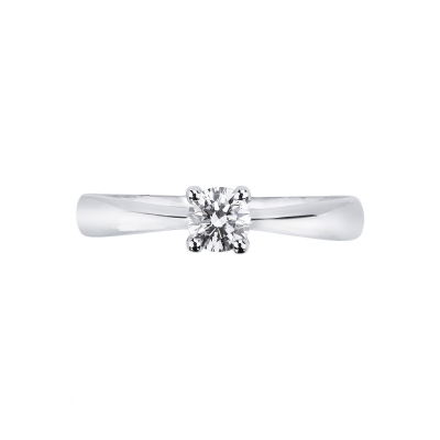 Bague Solitaire en Or Blanc 18k avec Diamant Brillant 0,30 ct