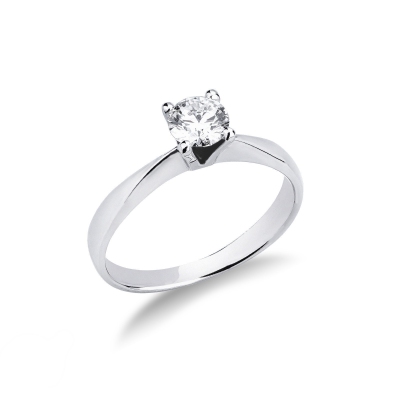 Bague Solitaire en Or Blanc 18k avec Diamant Brillant 0,30 ct