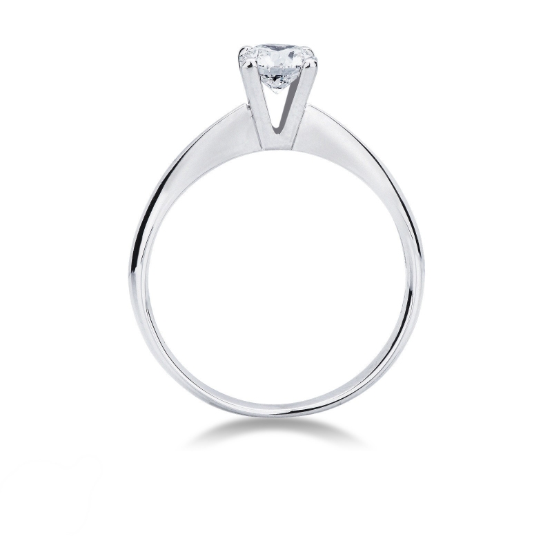 Bague Solitaire 4 Griffes en Or Blanc 18k avec Diamant Brillant 0,50 ct
