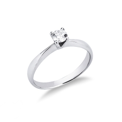 Bague Solitaire 4 Griffes en Or Blanc 18k avec Diamant Brillant 0,50 ct