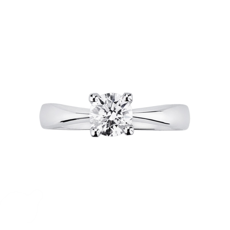 Bague Solitaire Or Blanc 18k avec Diamant Brillant