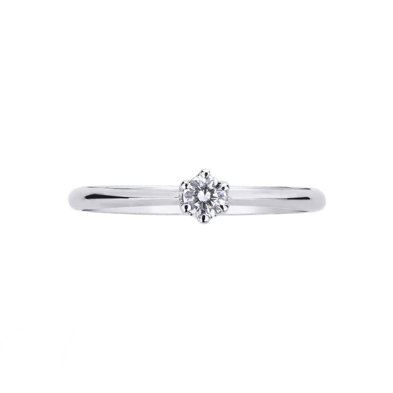 Bague solitaire or blanc diamant  0.15 ct serti sur 6 griffes 