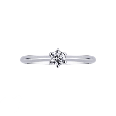 Solitaire bague en or blanc 18k avec diamant 0.20 ct