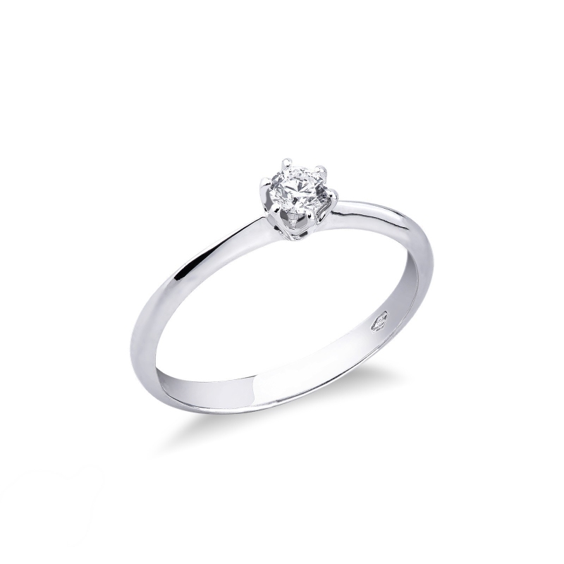 Solitaire bague en or blanc 18k avec diamant 0.20 ct