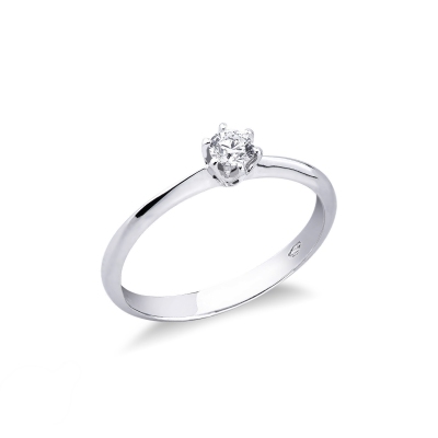 Solitaire bague en or blanc 18k avec diamant 0.20 ct