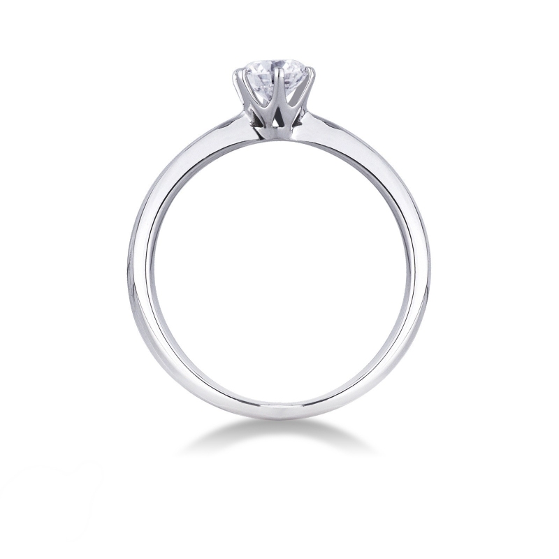 Bague de fiançailles à 6 griffes or blanc 18k avec diamant 0.50 ct