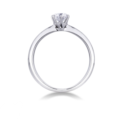 Bague de fiançailles à 6 griffes or blanc 18k avec diamant 0.50 ct