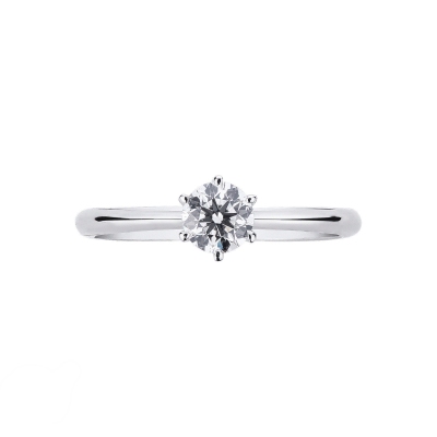 Bague de fiançailles à 6 griffes or blanc 18k avec diamant 0.50 ct