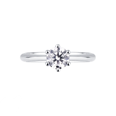 Bague diamant solitaire 0.70 ct et or blanc 18k