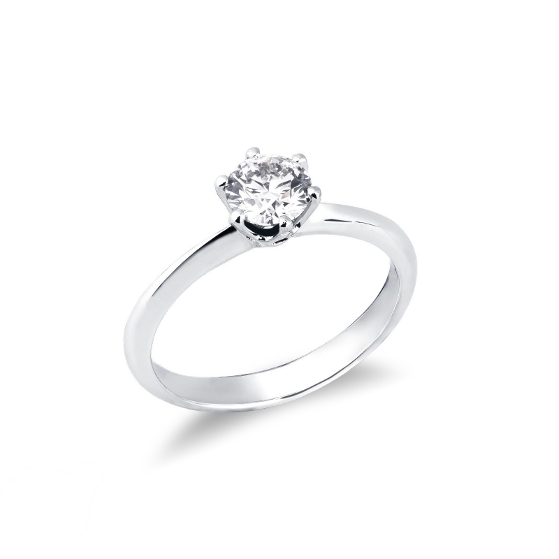 Bague diamant solitaire 0.70 ct et or blanc 18k