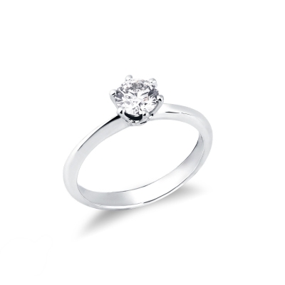 Bague diamant solitaire 0.70 ct et or blanc 18k