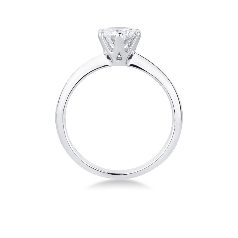 Bague solitaire avec diamant ct. 1,00 à six griffes en or blanc 18 ct