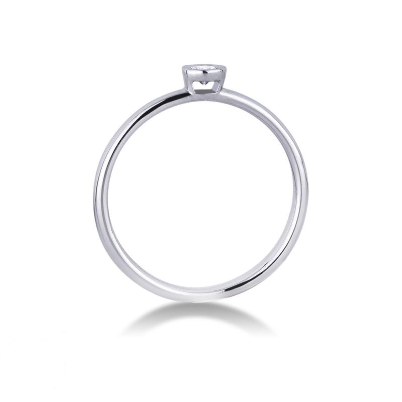 Solitaire or blanc 18k avec diamant 0.10 ct