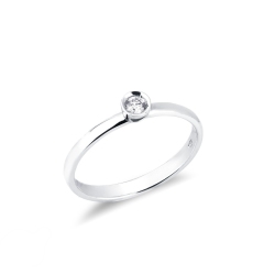 Solitaire or blanc 18k avec diamant 0.10 ct
