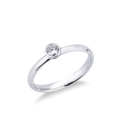 Solitaire or blanc 750 diamant 0.15 ct