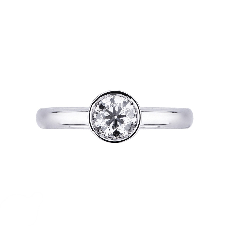 Solitaire en or blanc 18k diamant brillant 0.70 ct