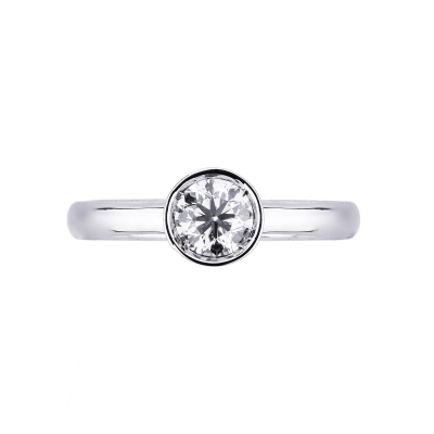 Solitaire en or blanc 18k diamant brillant 0.70 ct