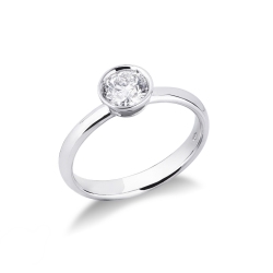 Solitaire en or blanc 18k diamant brillant 0.70 ct