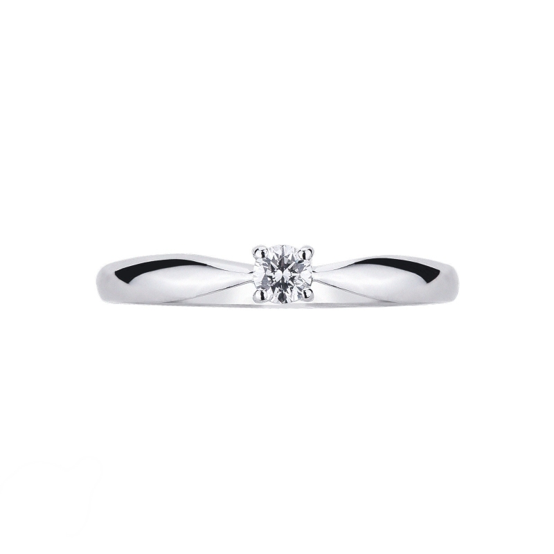 Solitaire à 4 griffes en or 18k avec diamant 0.15 ct