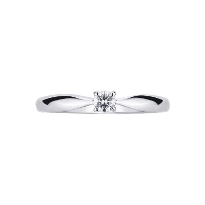 Solitaire à 4 griffes en or 18k avec diamant 0.15 ct