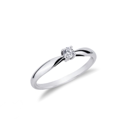 Solitaire à 4 griffes en or 18k avec diamant 0.15 ct