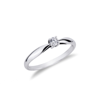 Solitaire à 4 griffes en or 18k avec diamant 0.15 ct