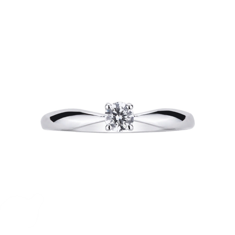 Bague solitaire avec diamant 0.20 ct  en or blanc 18k