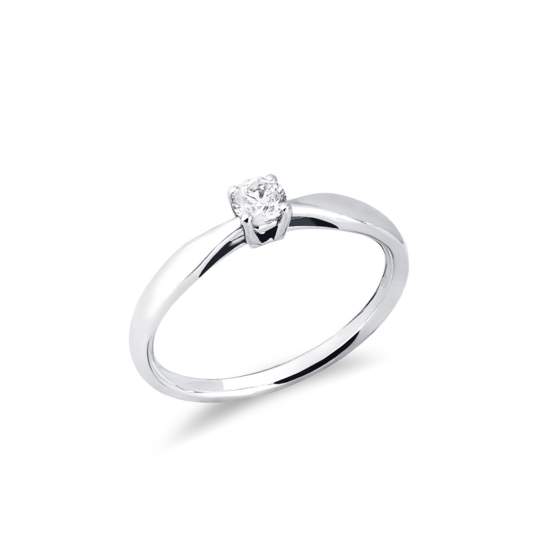 Bague solitaire avec diamant 0.20 ct  en or blanc 18k