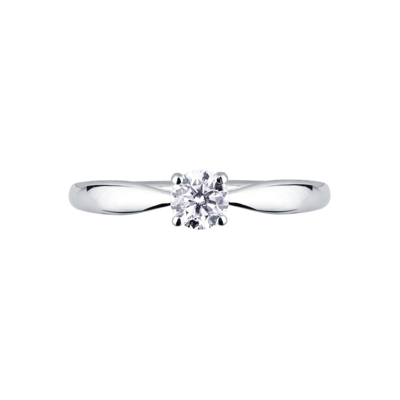 Solitaire 4 griffes en or blanc 18k avec diamant 0.40 ct