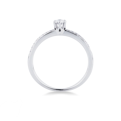 Bague solitaire en or blanc 18 carats avec diamants sur la monture