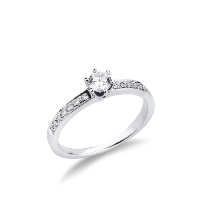 Bague solitaire en or blanc 18 carats avec diamants de 0,30 ct