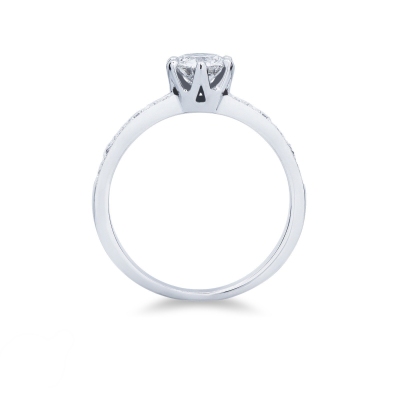 Bague solitaire en or blanc 18 carats et diamant central de 0,70 ct