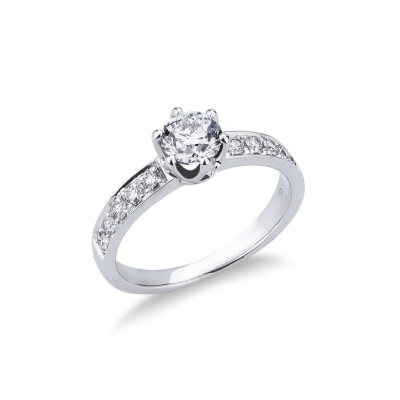 Solitaire en or blanc 18 ct avec diamant central de 0,80 ct